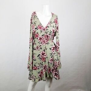 Mink Pink Femme Flora Bell Sleeve Wrap Dress